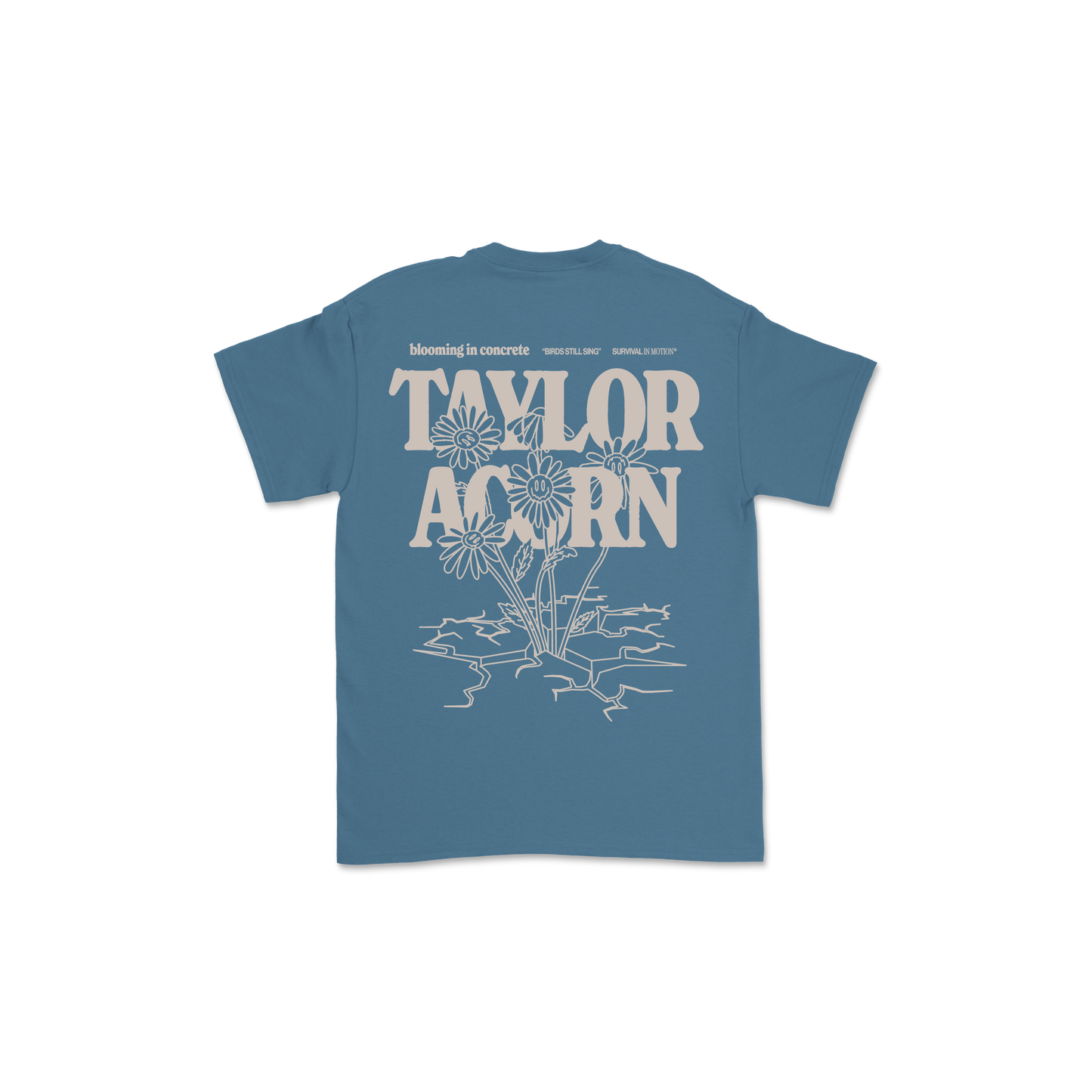 BLOOMING IN CONCRETE BLUE SHIRT